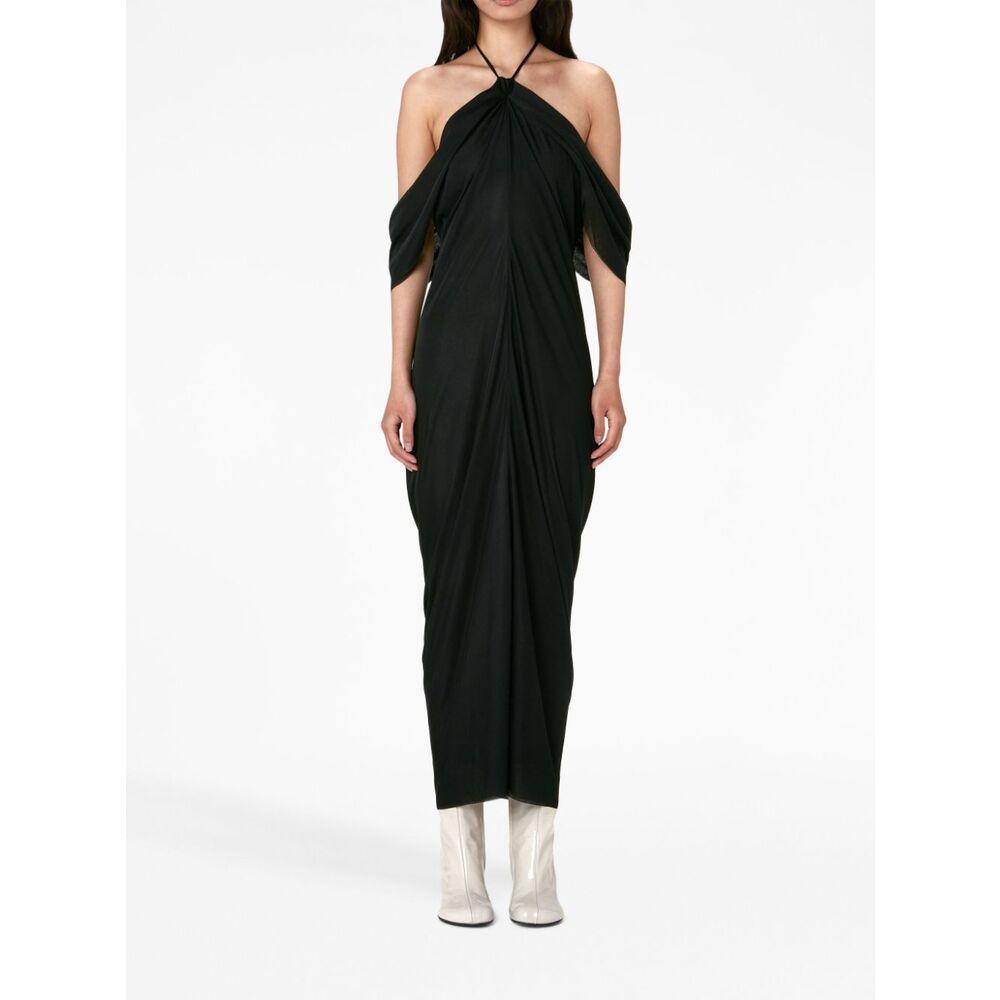 JW ANDERSON Halterneck Draped Long Dress In Black Product Image