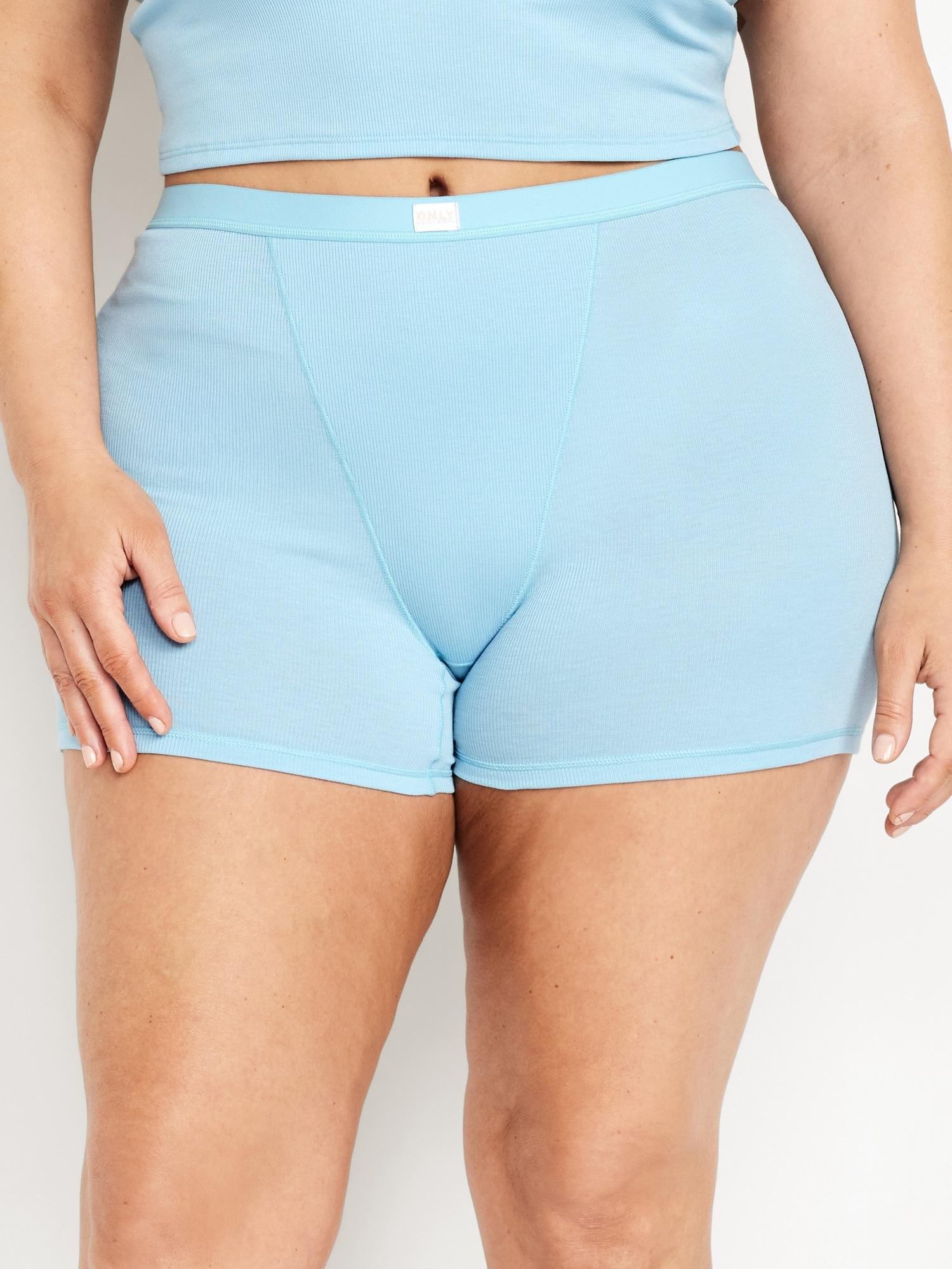 High-Waisted Ribbed Boyshort Briefs -- 3-inch inseam Product Image