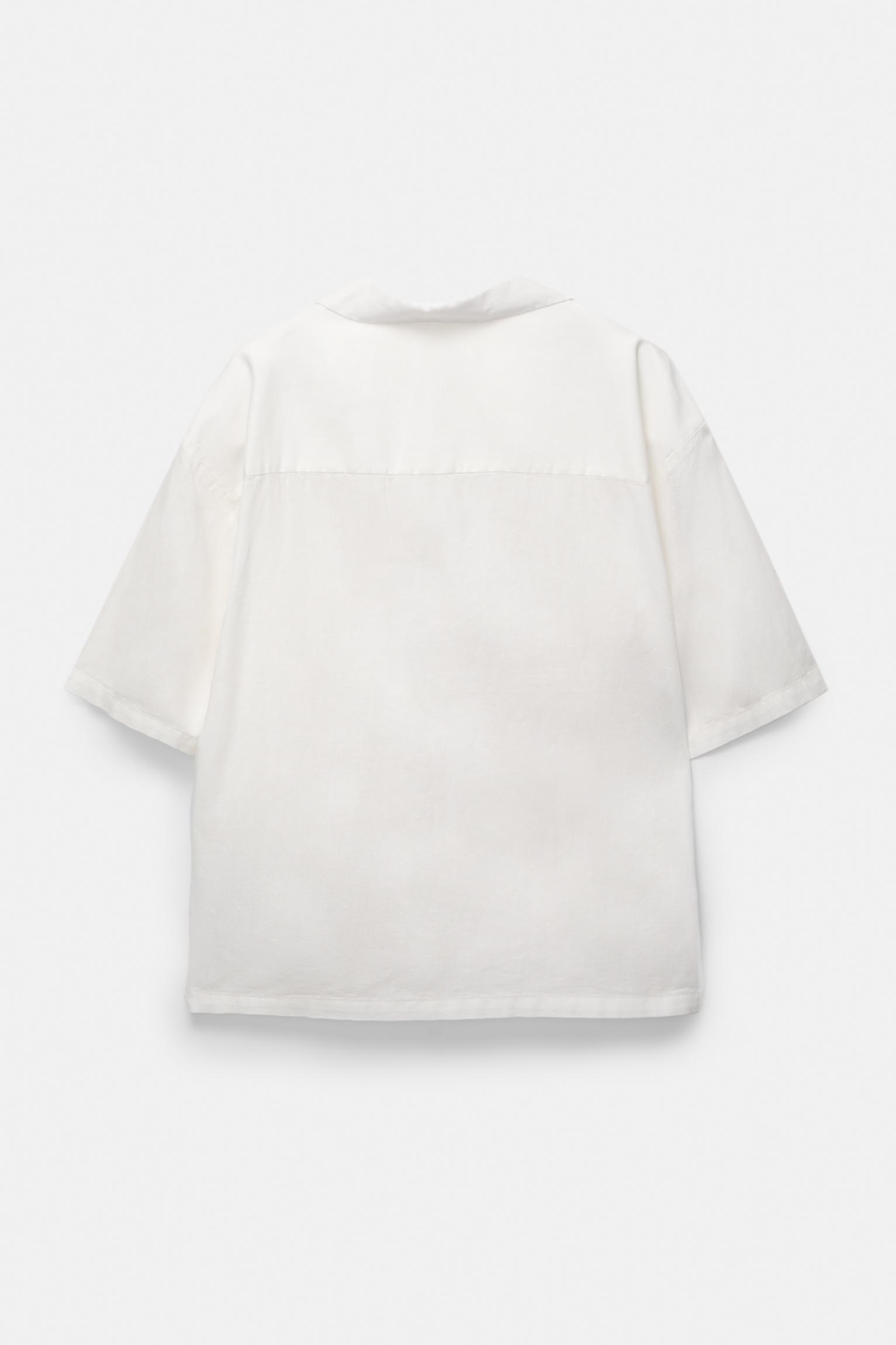 Short sleeve linen blend shirt Product Image