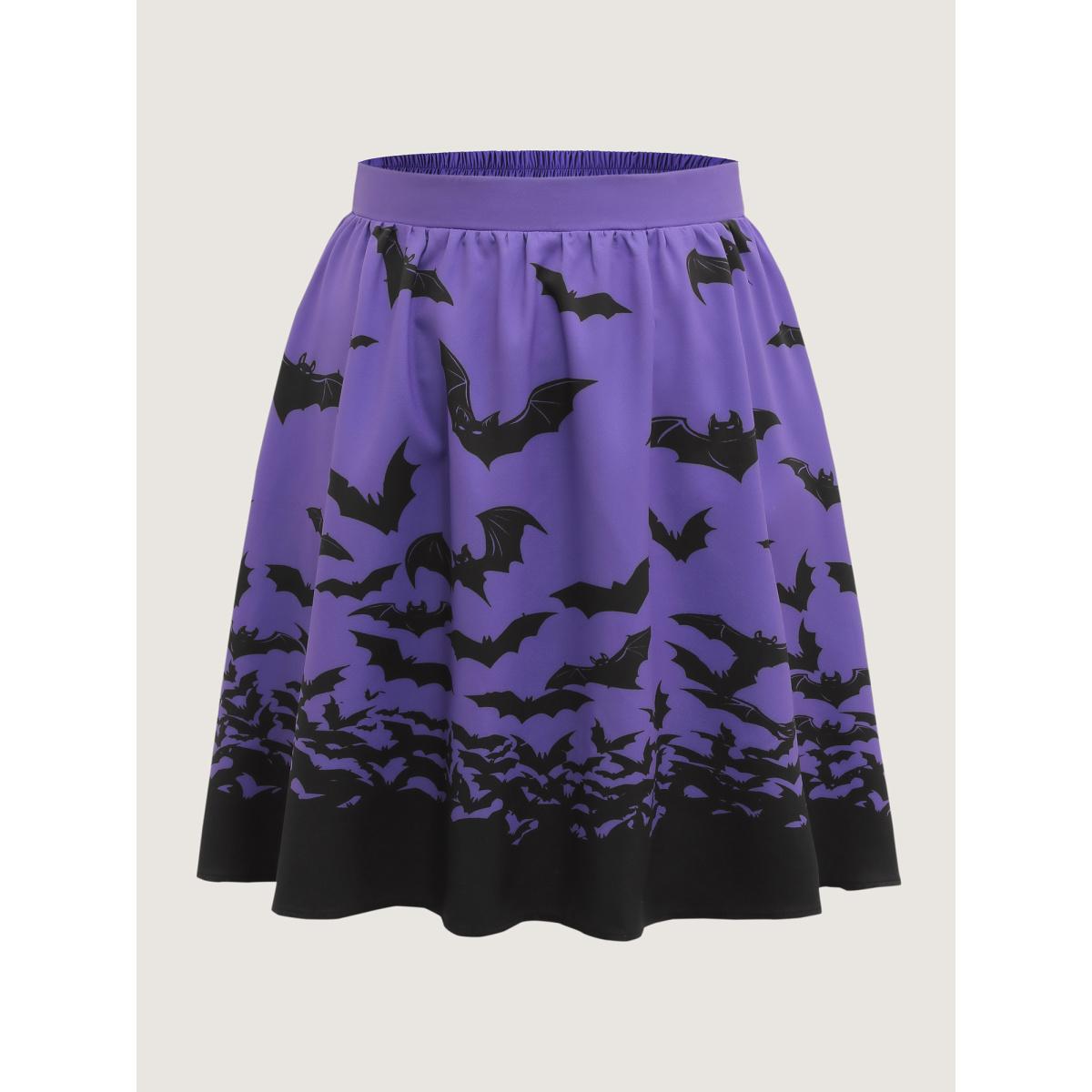 Plus Size Bats Everywhere Halloween Midi Skirt Women Deeppurple Timeless Bodycon Low stretch Slanted pocket Elegant Skirts BloomChic 14-16/1X Product Image