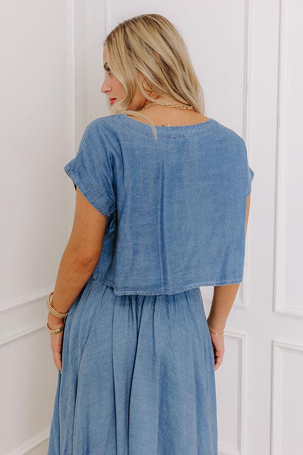 Farmers Market Stroll Chambray Crop Top Product Image