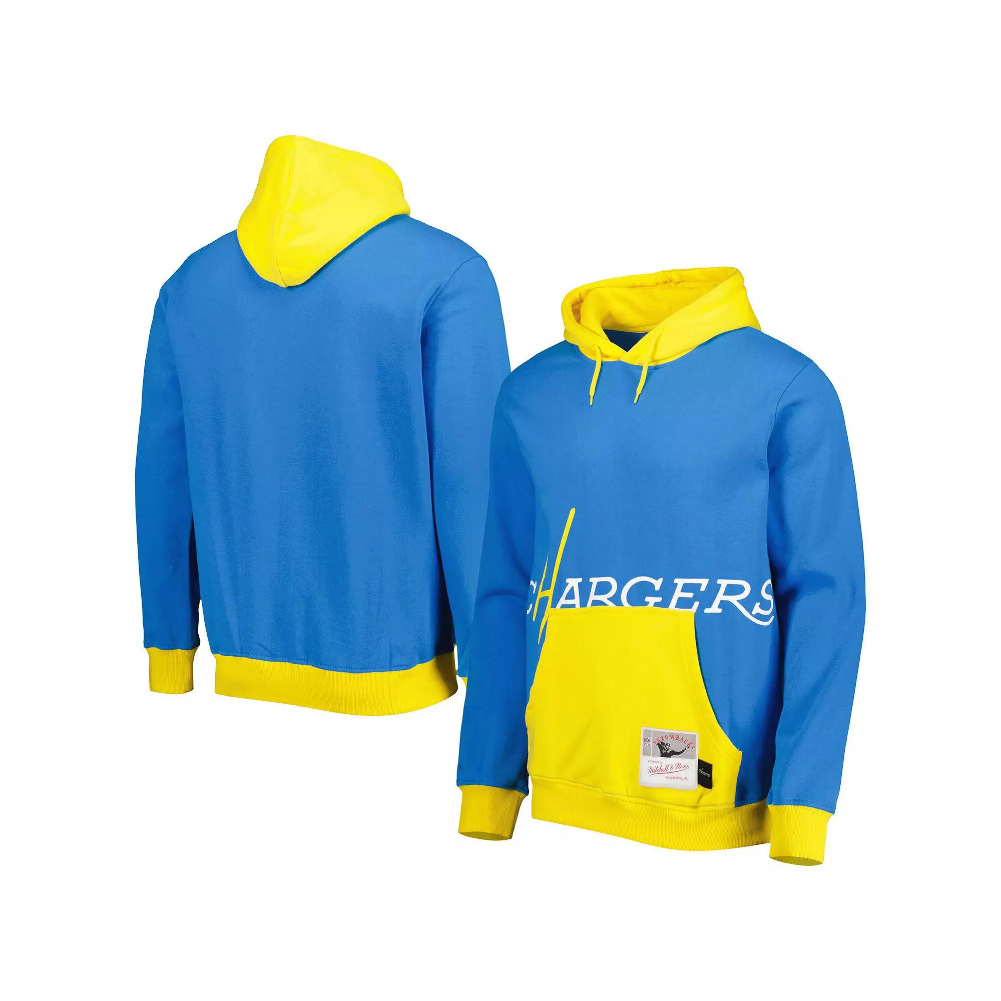 Men's Mitchell & Ness Powder Blue Los Angeles Chargers Big Face 5.0 Pullover Hoodie, Size: 2XL, Light Product Image