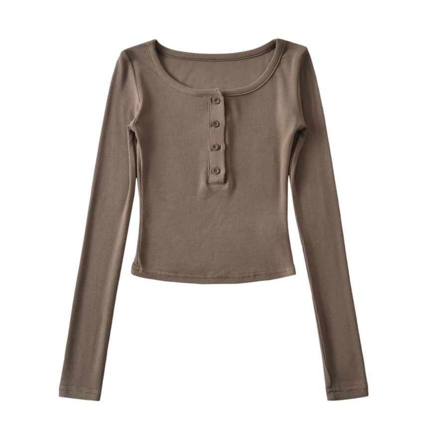 Long-Sleeve Henley T-Shirt Product Image