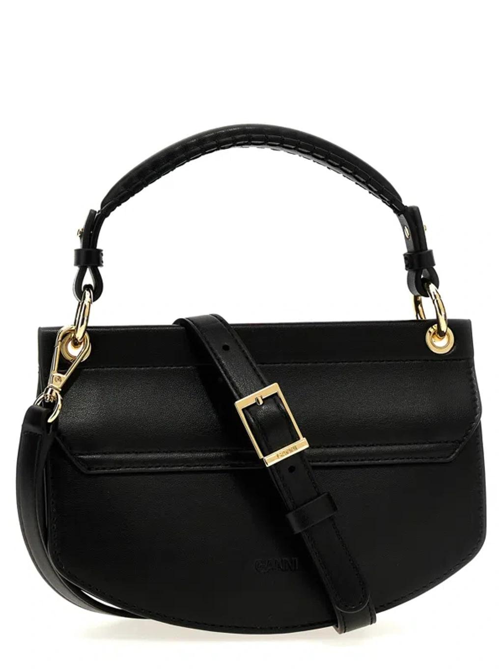 GANNI Womens Black Apo-g Mini Leather-blend Top-handle Bag Product Image