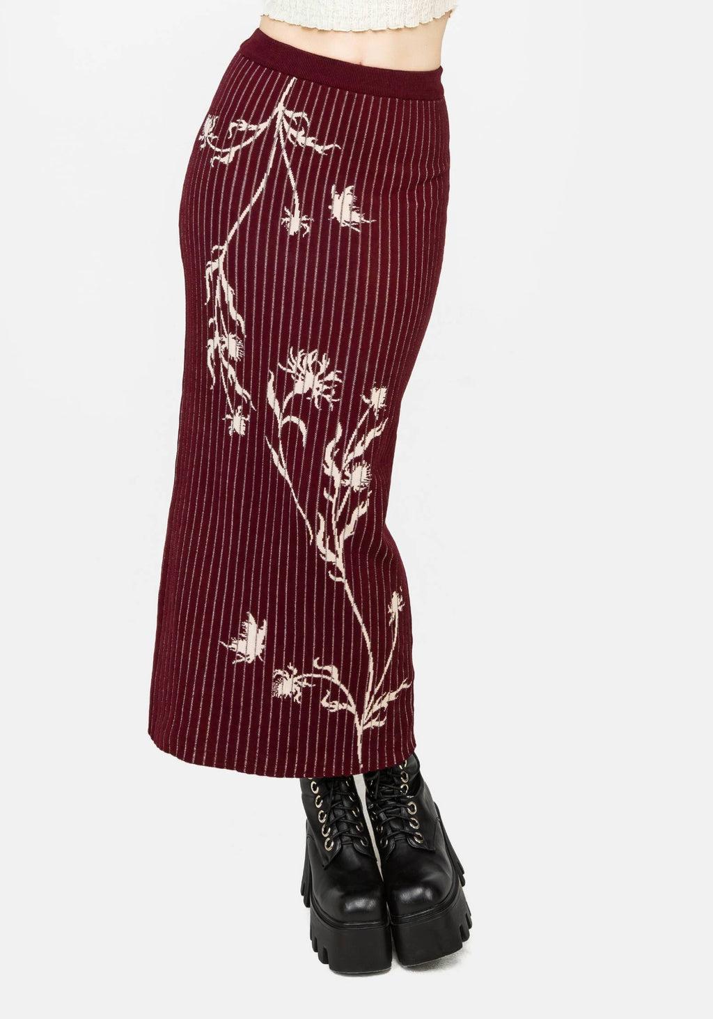 Diastella Floral Jacquard Rib Knit Maxi Skirt Product Image