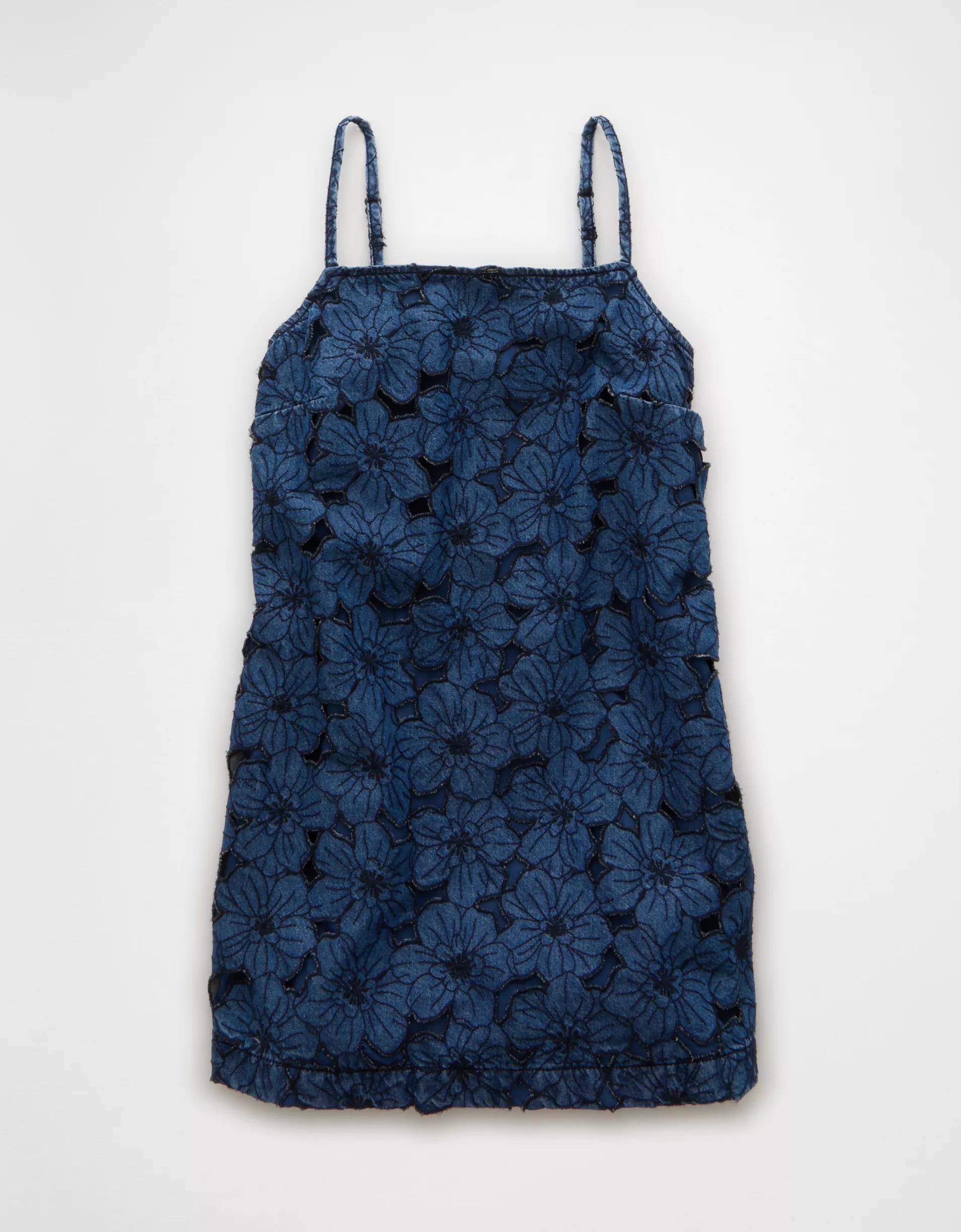 AE Floral Denim Mini Shift Dress Product Image