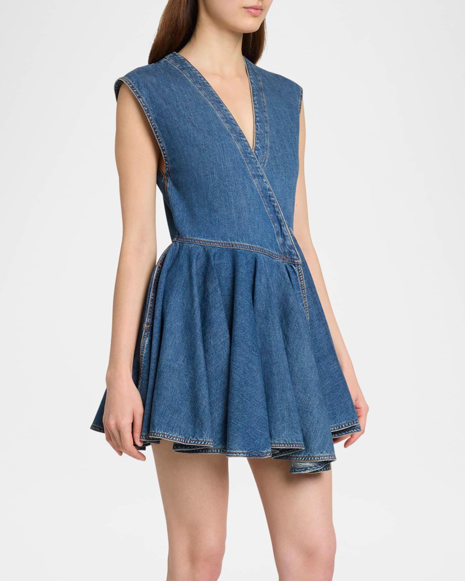 Sleeveless Denim Wrap Dress Product Image