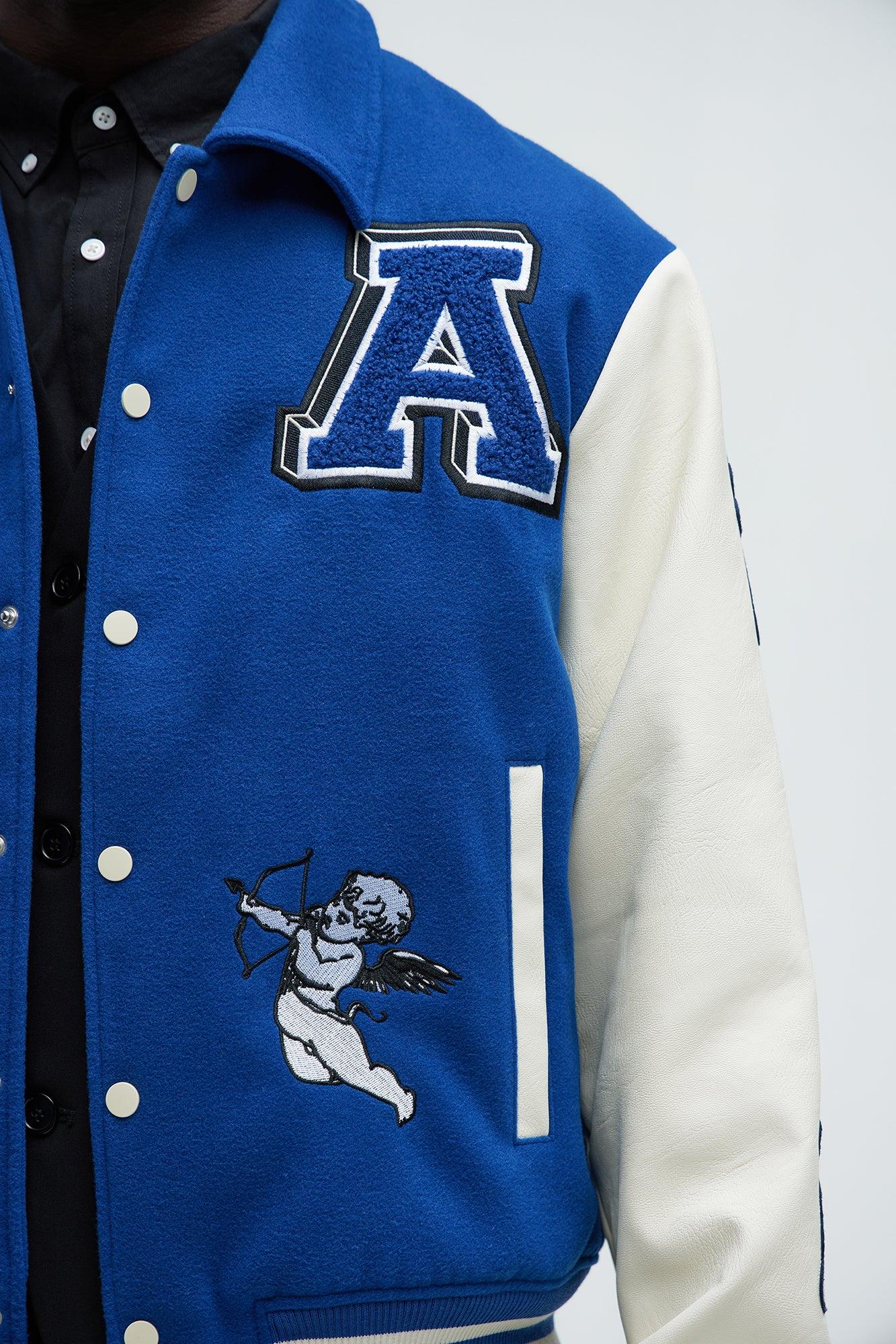 LA Patchwork Varsity Jacket - Royal/combo Product Image