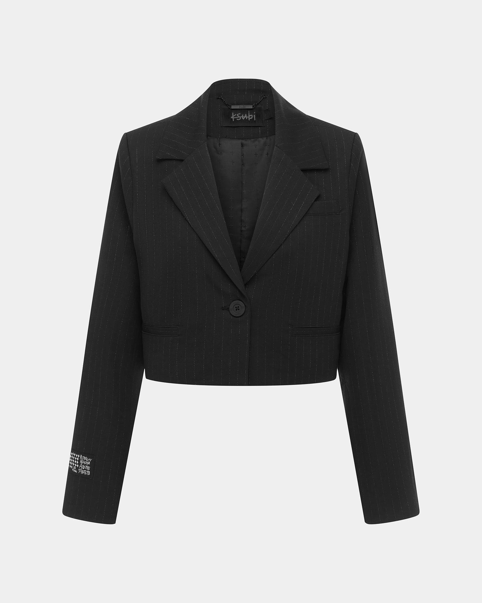 LONDON CROP BLAZER PINSTRIPE Female Product Image