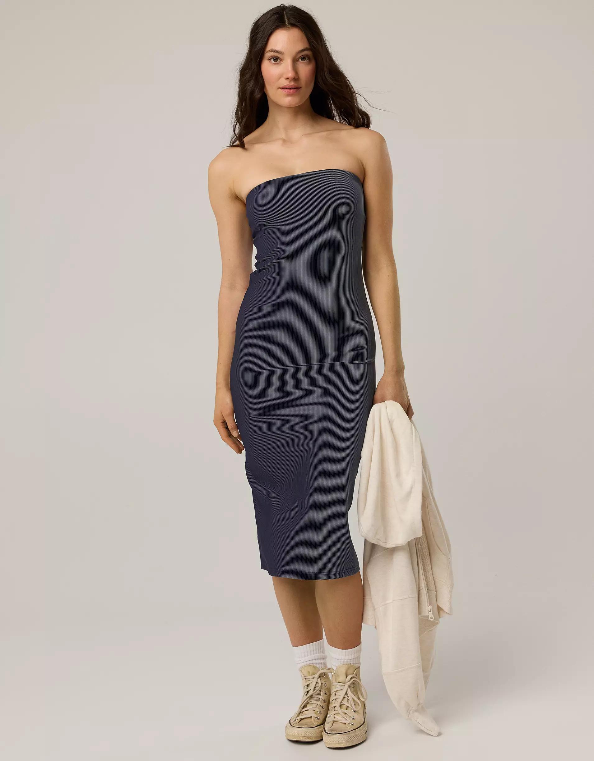 OFFLINE By Aerie Stripe Rib Night Out Midi Tube Dress Product Image