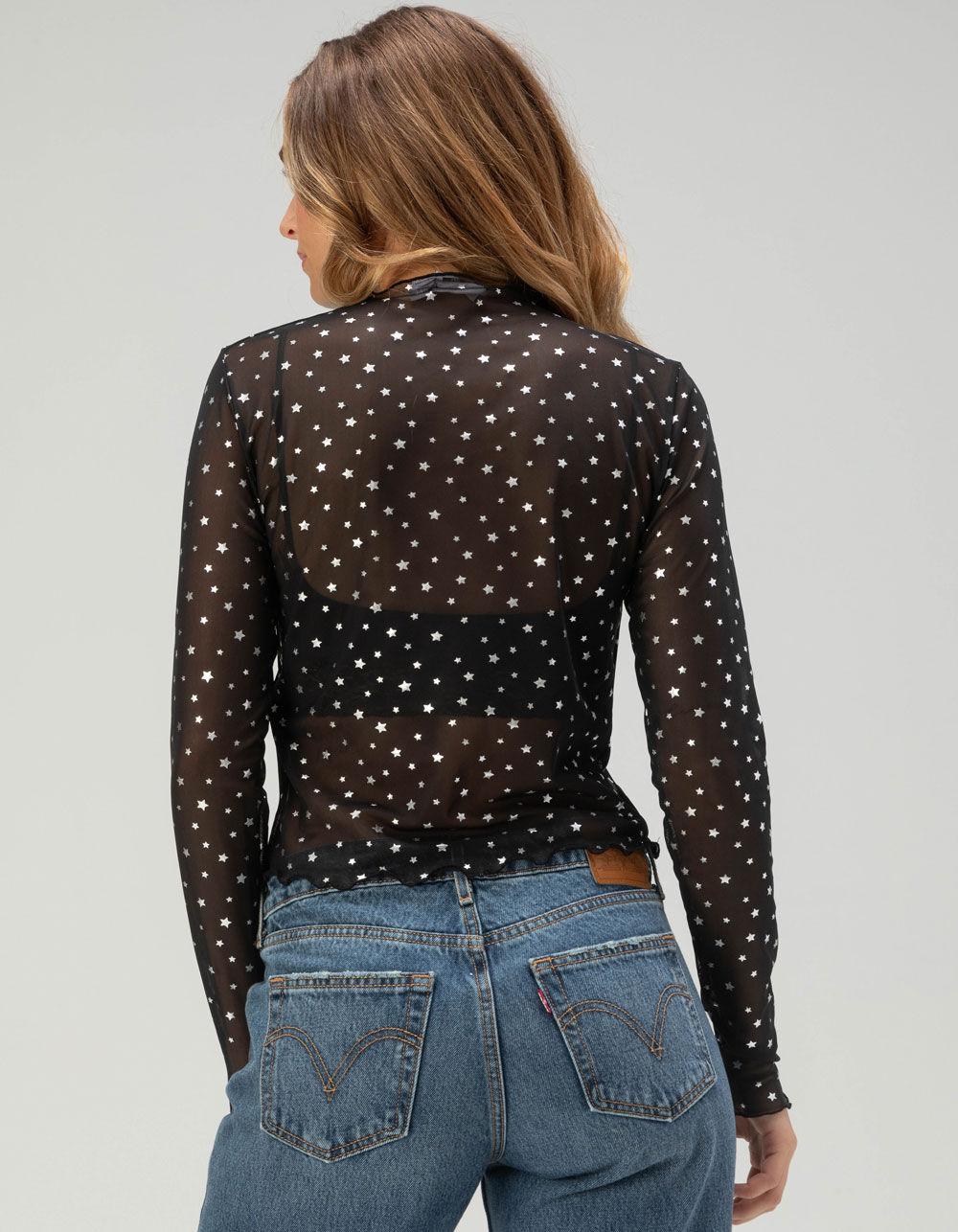 NOISY MAY Star Womens Mesh Top - BLACK Product Image