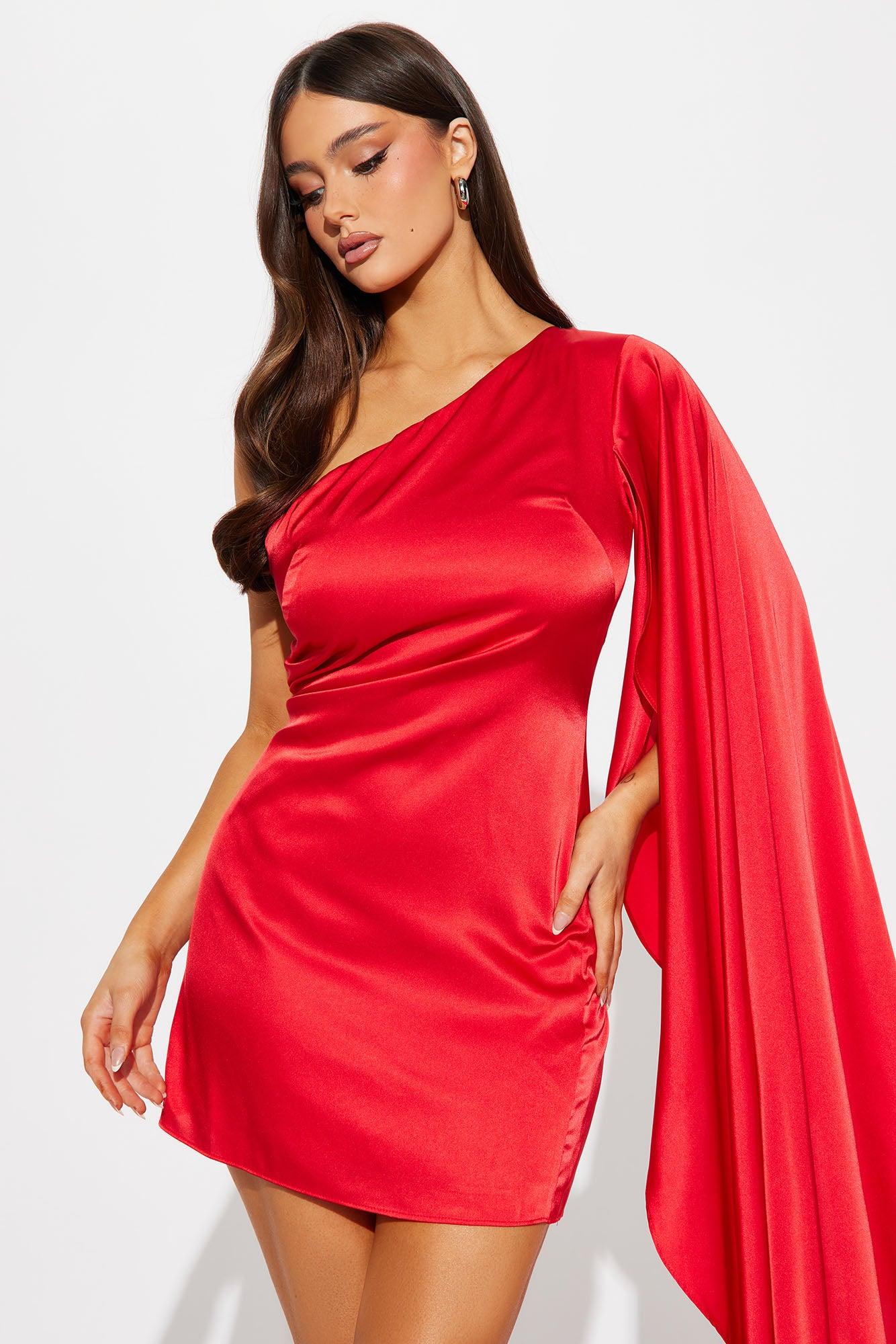 Hustle and Heart Satin Mini Dress - Red Product Image