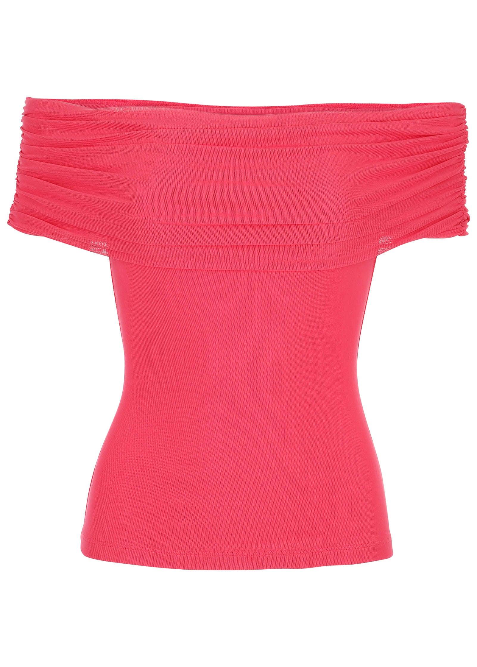 Mesh Off-The-Shoulder Top - Azalea Product Image