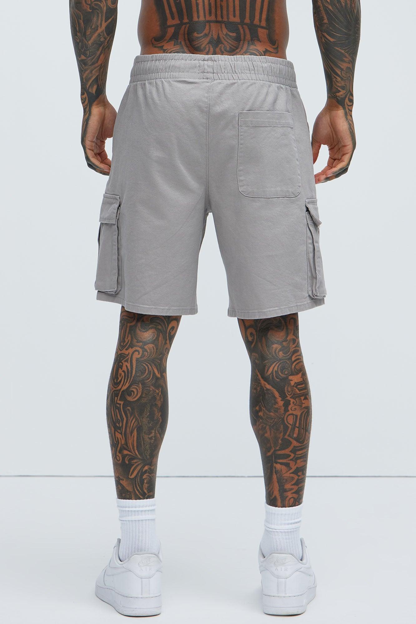Twill Volley Cargo Shorts - Grey Product Image