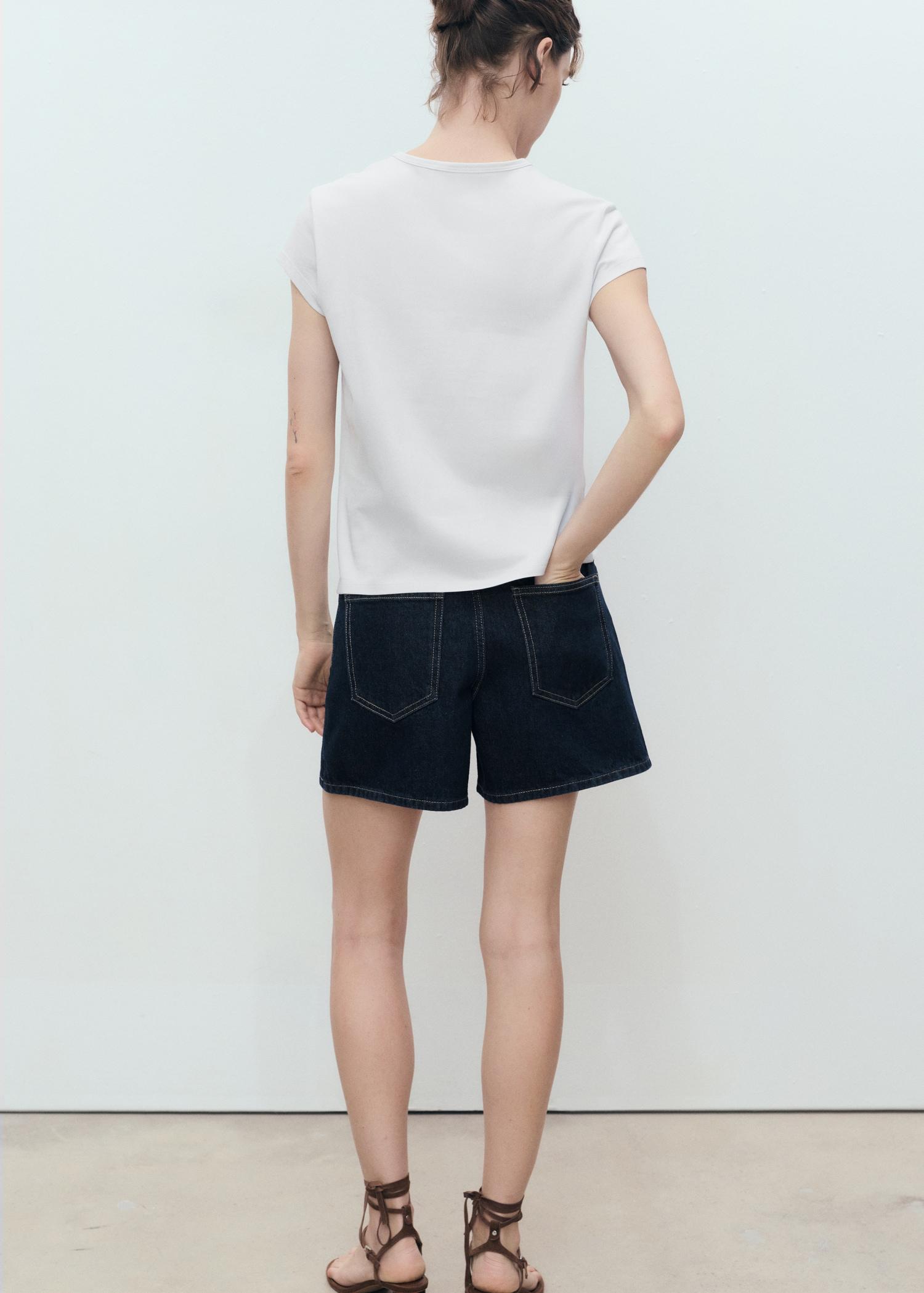 Printed cotton-blend t-shirt - Women | MANGO USA Product Image