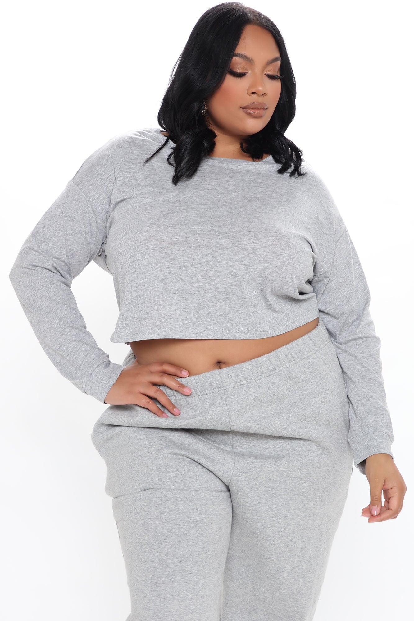 Leslie Long Sleeve Cropped Tee - Heather Grey Product Image