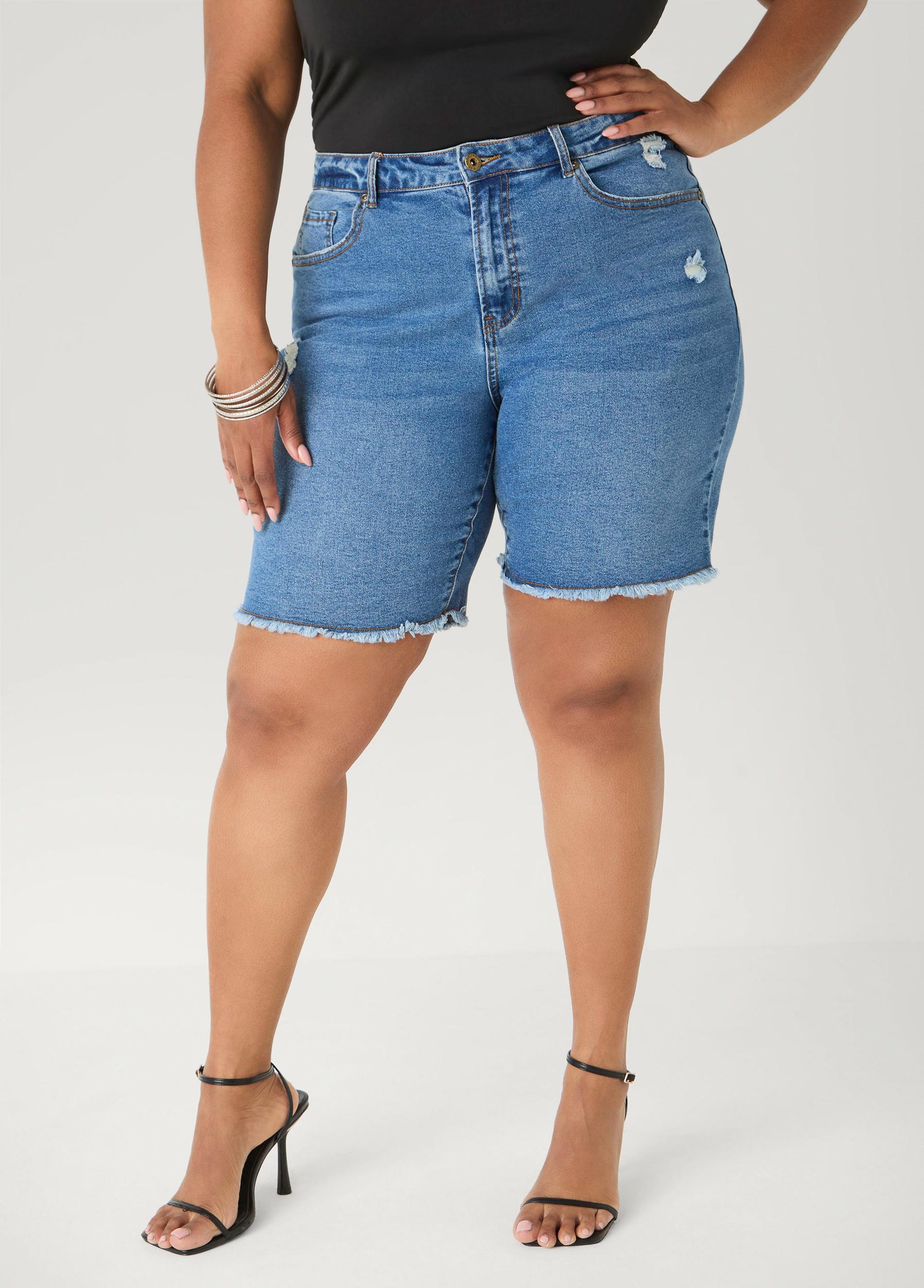 Fearless Distressed Denim Shorts Product Image