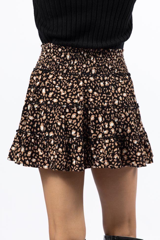 Through The Garden Black Leopard Mini Skort FINAL SALE Product Image