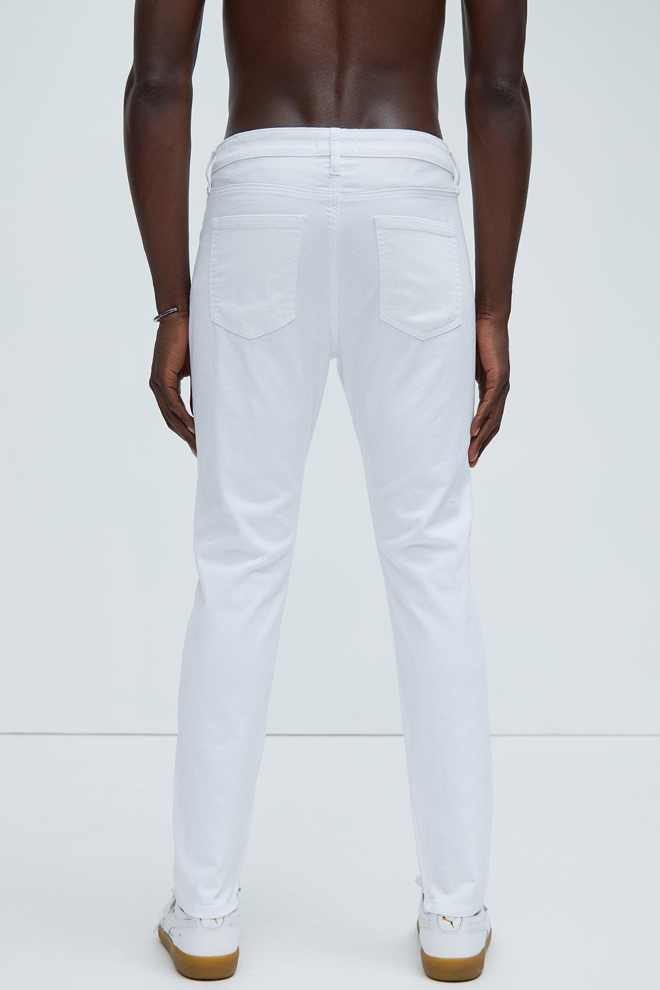Crater Skinny Destroyed Jeans - White Product Image