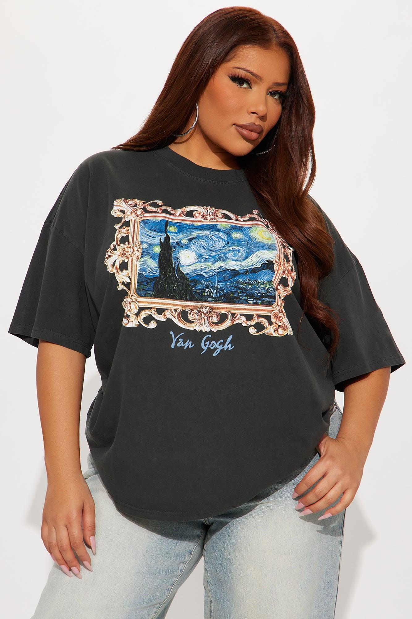 Van Gogh Starry Night Washed Tee - Black Wash Female Product Image