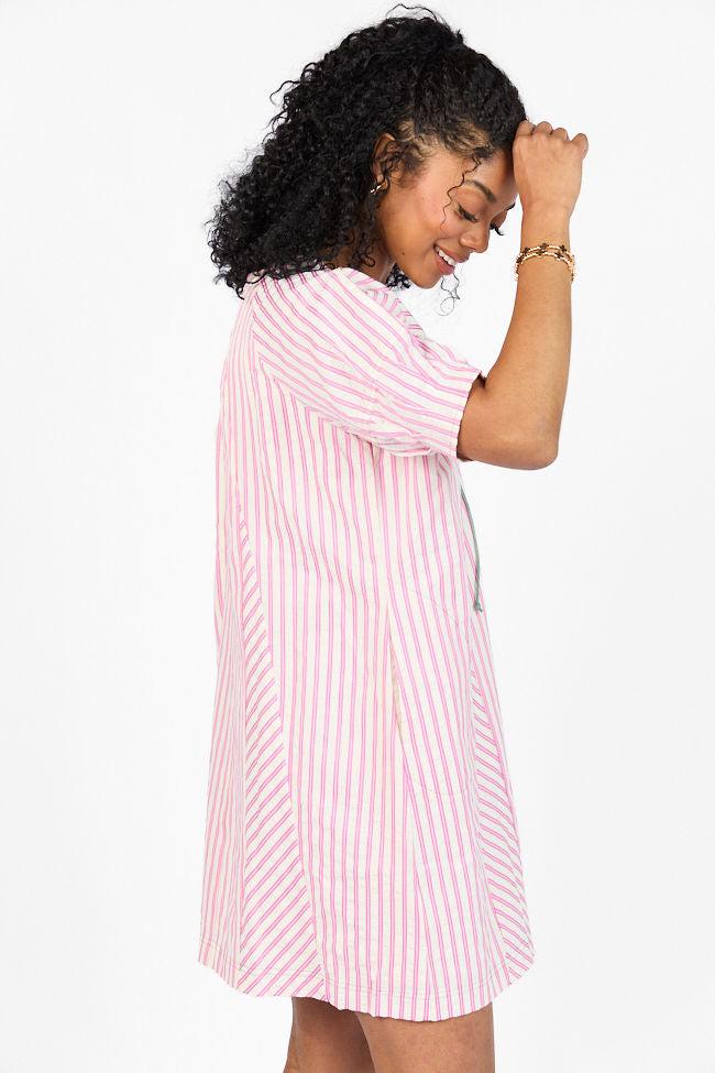 Set Free Pink Striped Panel Mini Dress FINAL SALE Product Image