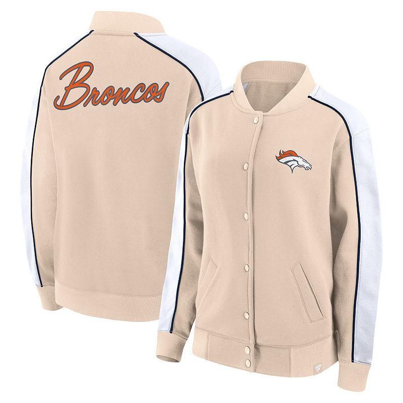 Women's Fanatics Branded Tan Denver Broncos Lounge Full-Snap Varsity Jacket, Size: 2XL, Team Product Image