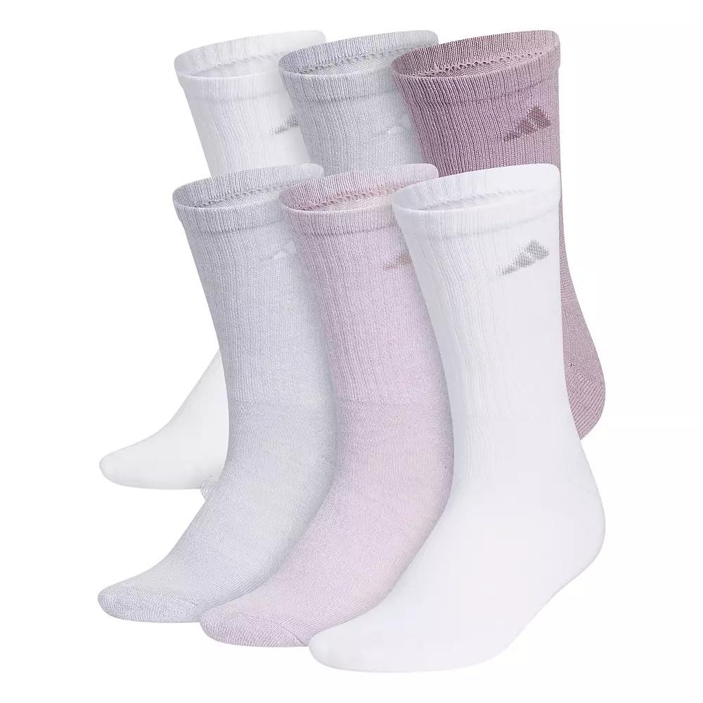Women's adidas 6-Pack Athletic Crew Socks, Size: 5-10, Light Purple Product Image