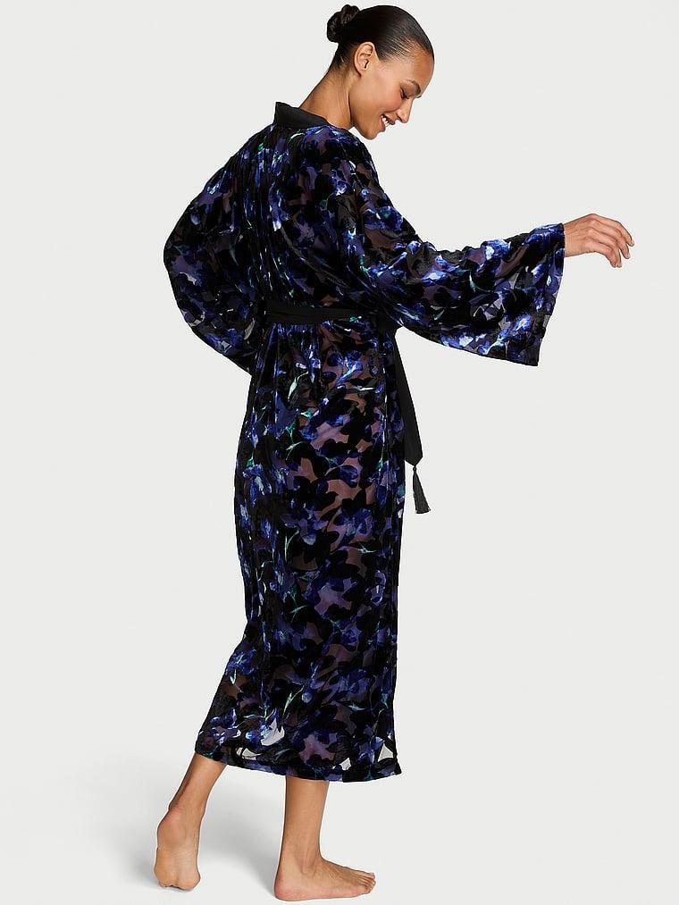 Electric Orchid Burnout Velvet Long Robe Product Image