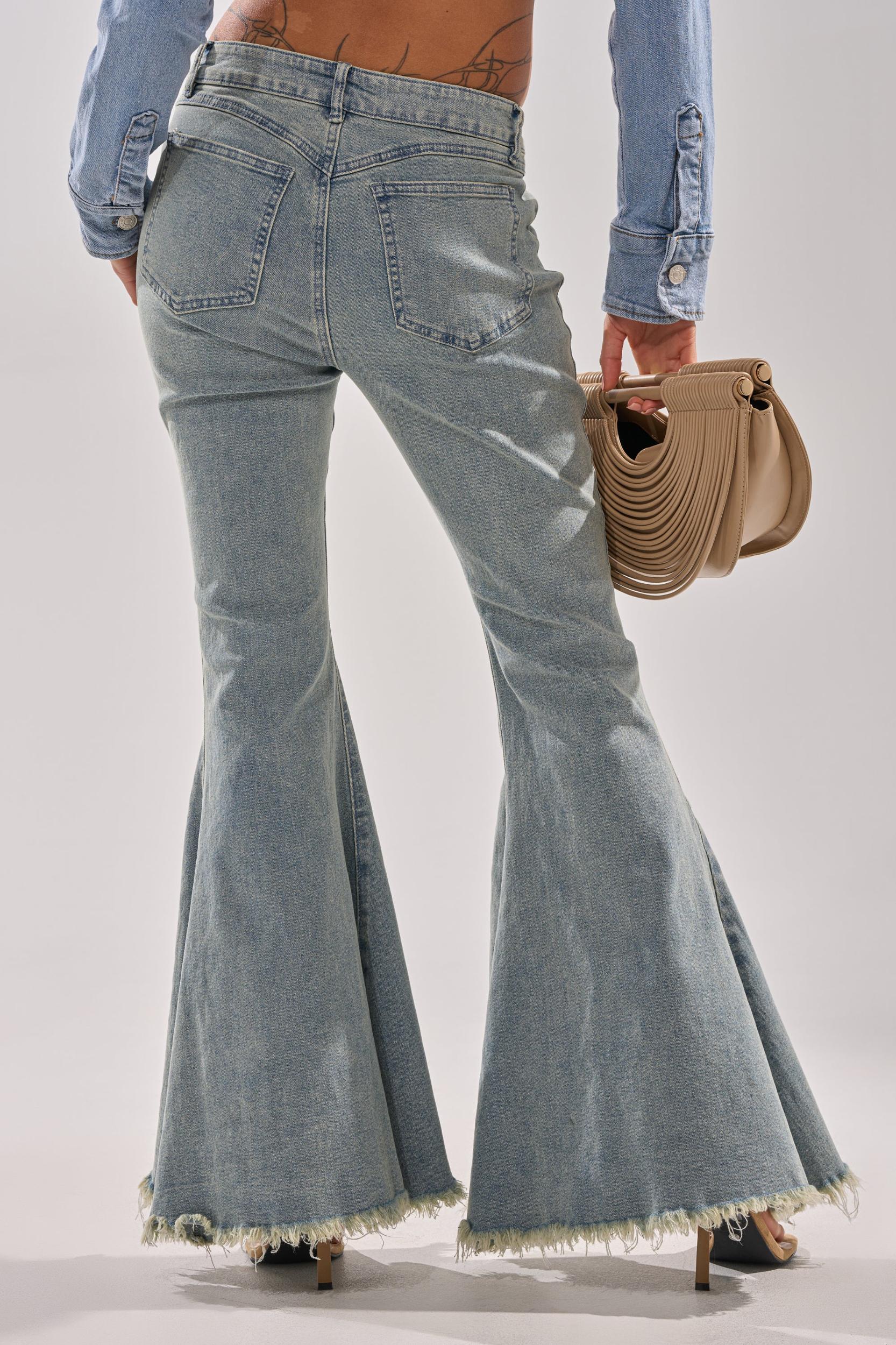 CRAZY ENOUGH LACE UP FLARE DENIM Product Image