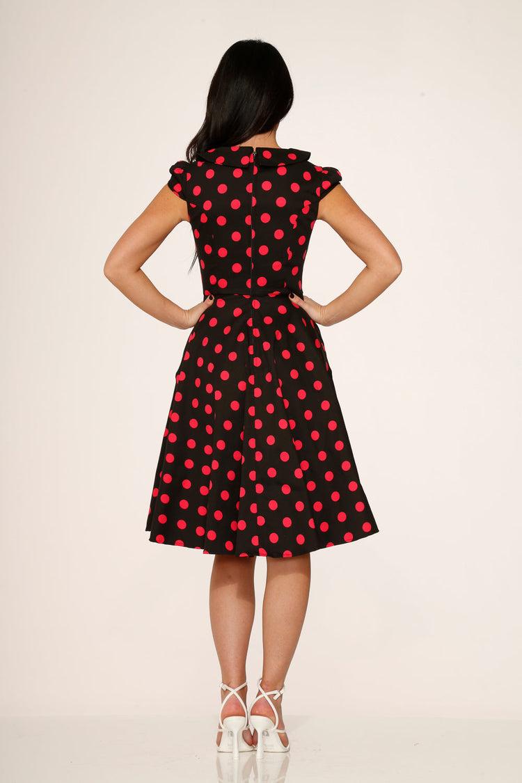 Black & Pink Polka Dot Swing Dress Product Image