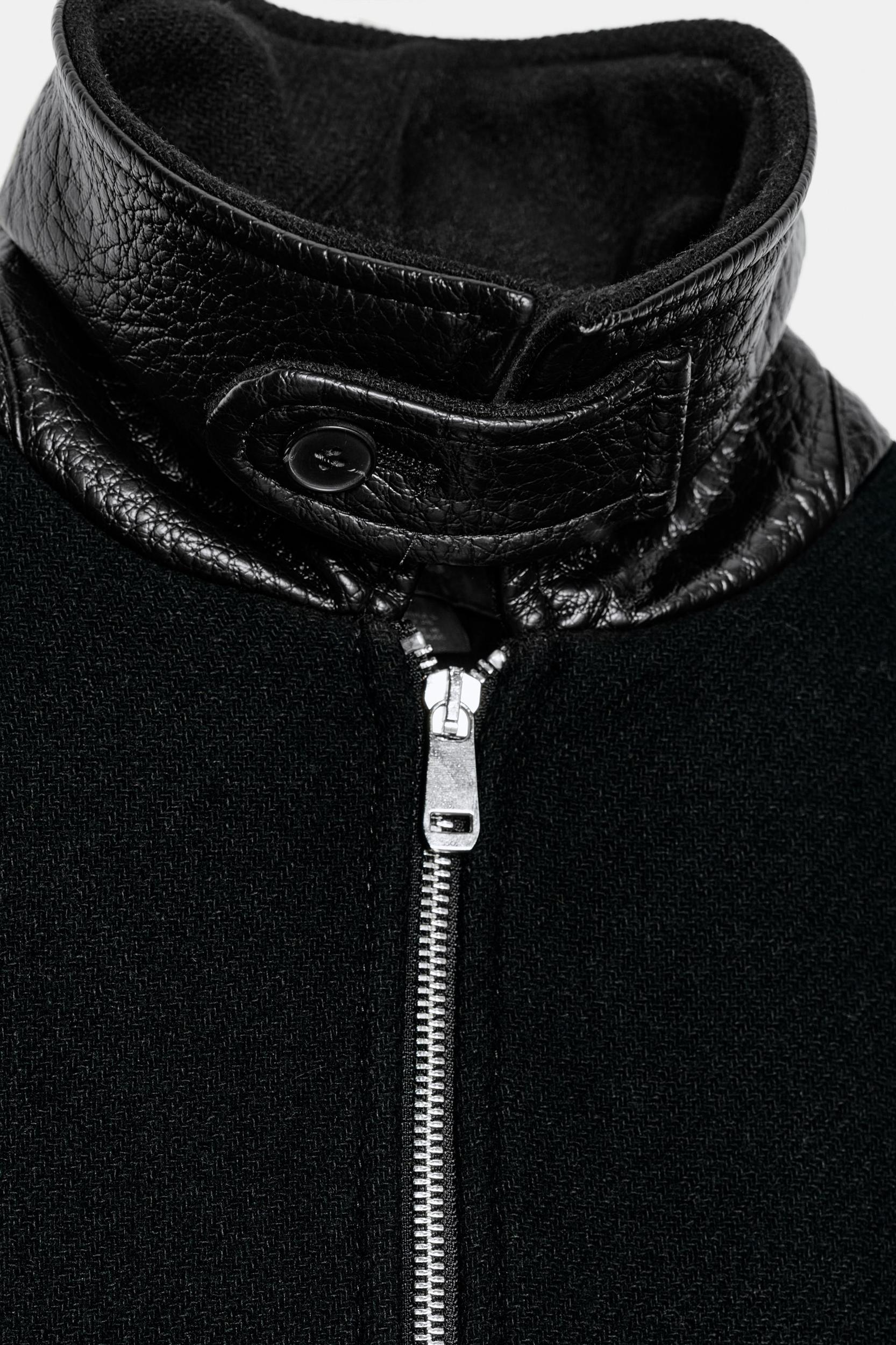 CONTRAST COLLAR WOOL BALLOON BOMBER JACKET Product Image