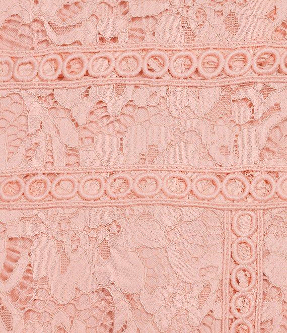 Anne Klein Lace Square Neck Short Puff Sleeve A-Line Midi Dress Product Image