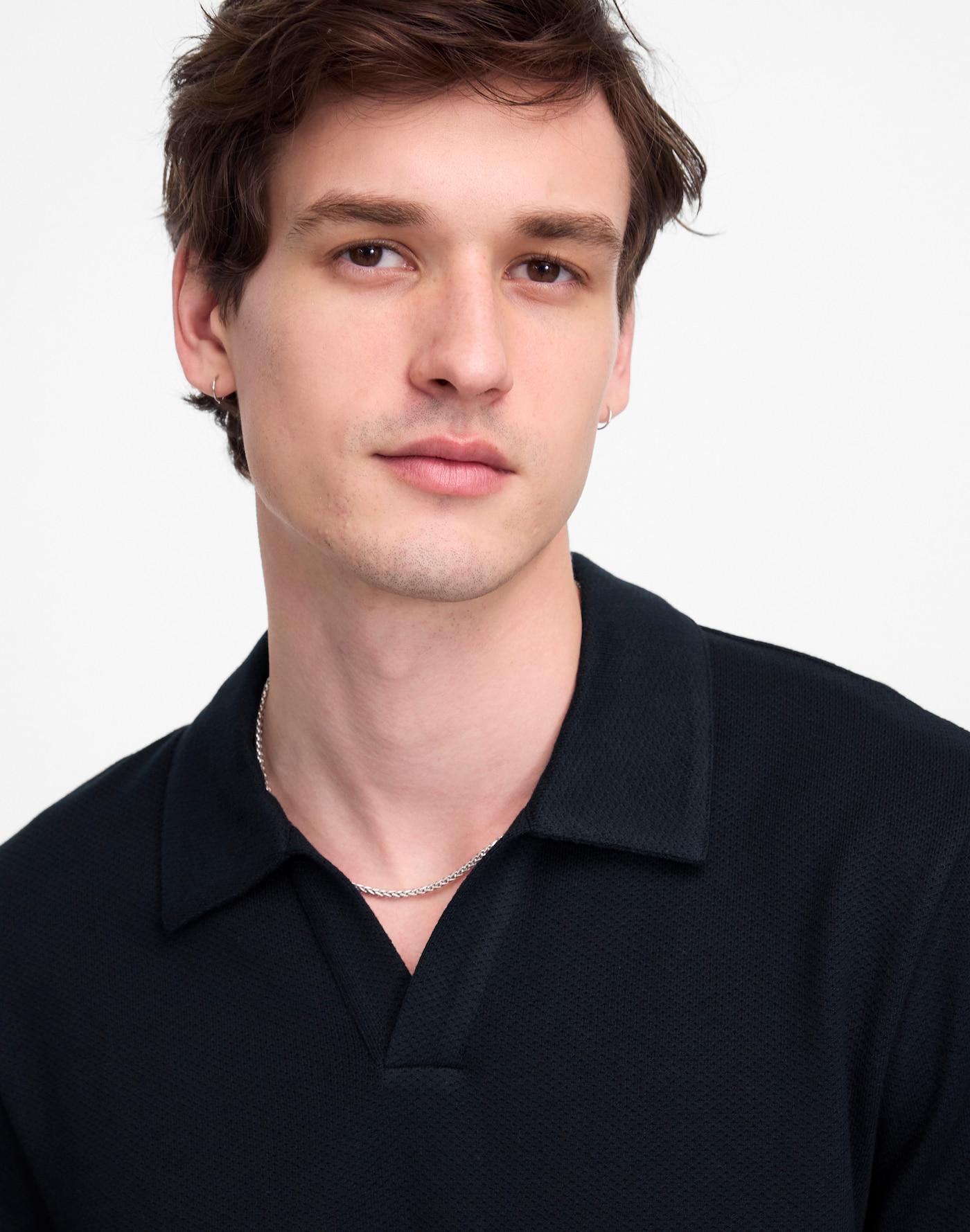 Johnny-Collar Polo in Heavyweight Mesh Product Image