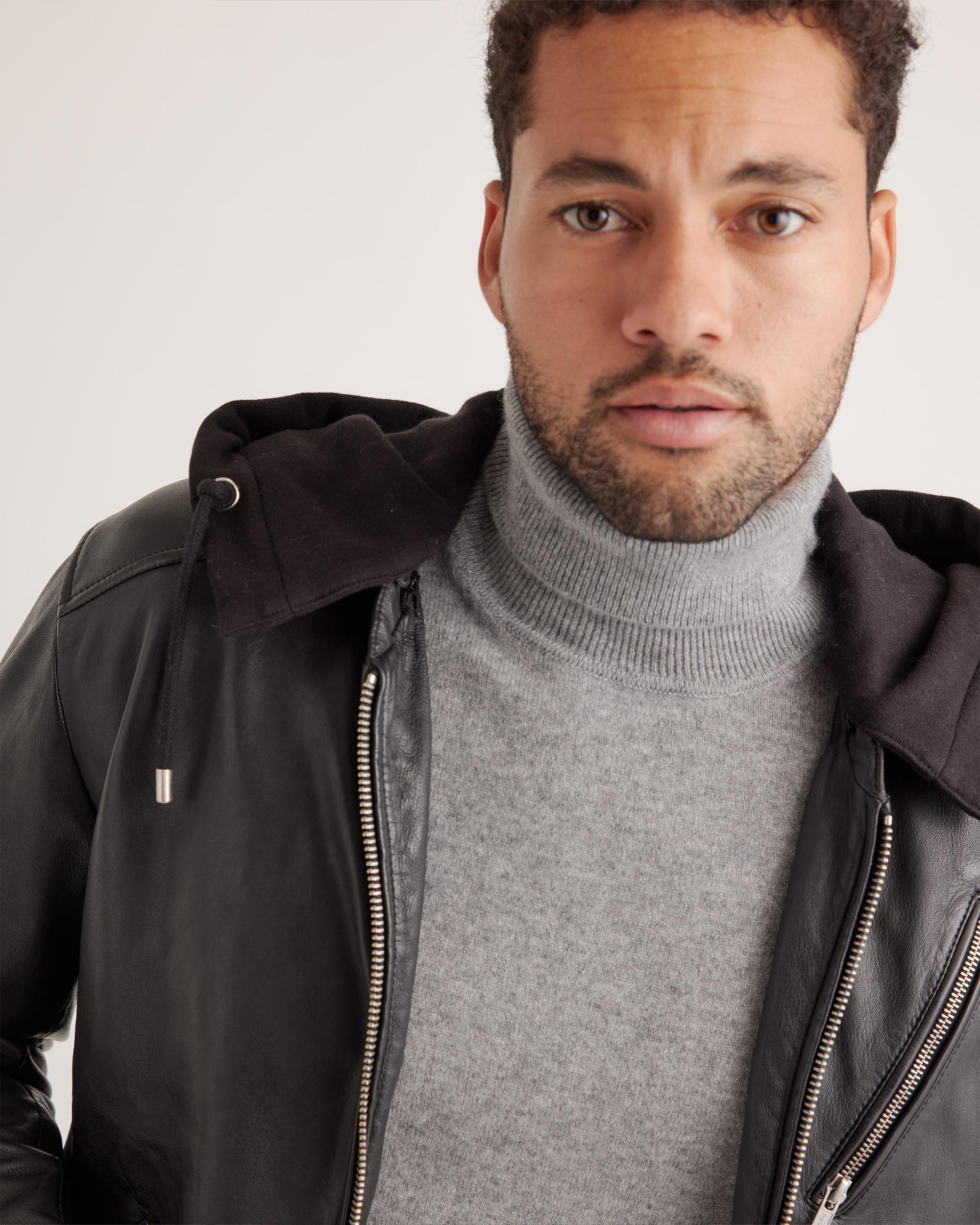 Quince | Men's 100% Washed Leather Jacket with Hood Product Image