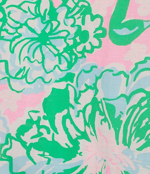 Lilly Pulitzer Brinelle Plumes In Bloom Notch Neck Elbow Puff Sleeve Blouse Product Image