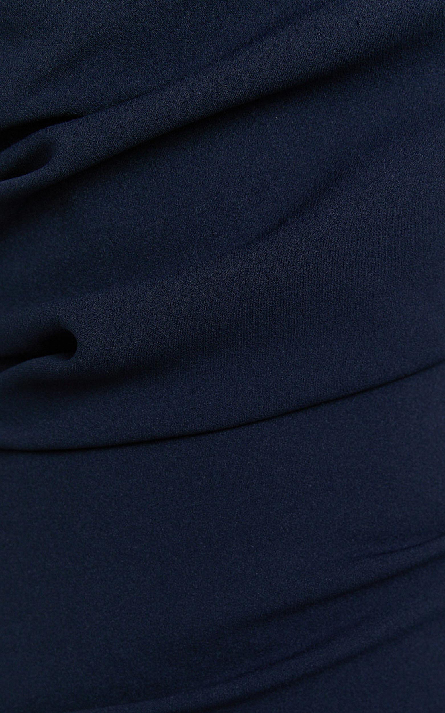 Calanthe Midi Dress - Strapless Tuck Detail Dress in Navy Product Image