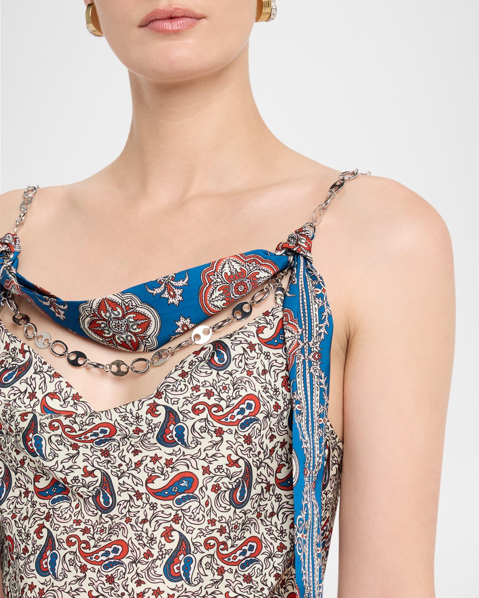 Paisley Satin Cowl-Neck Chain Cami Product Image