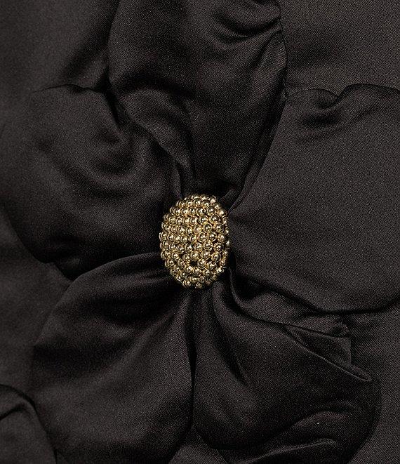 FRANCES VALENTINE Edie Tafetta Floral Applique 3/4 Sleeve Dress Product Image