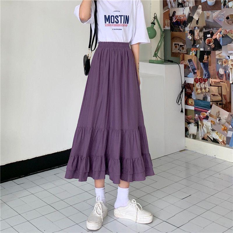 Tiered Midi A-Line Skirt Product Image