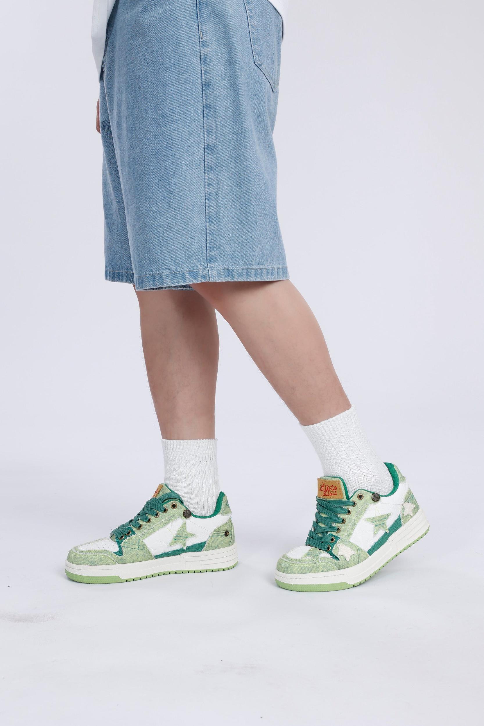 Starry Climb Vintage Star Patchwork Skate Shoes Product Image