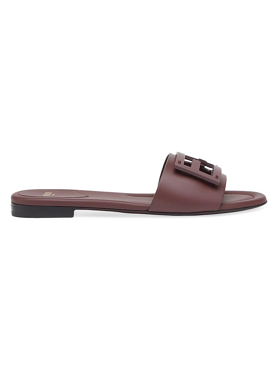 Womens Logo Leather Slide Sandals Product Image