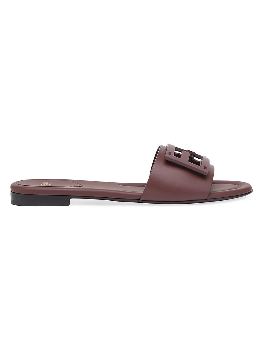 Womens Logo Leather Slide Sandals Product Image