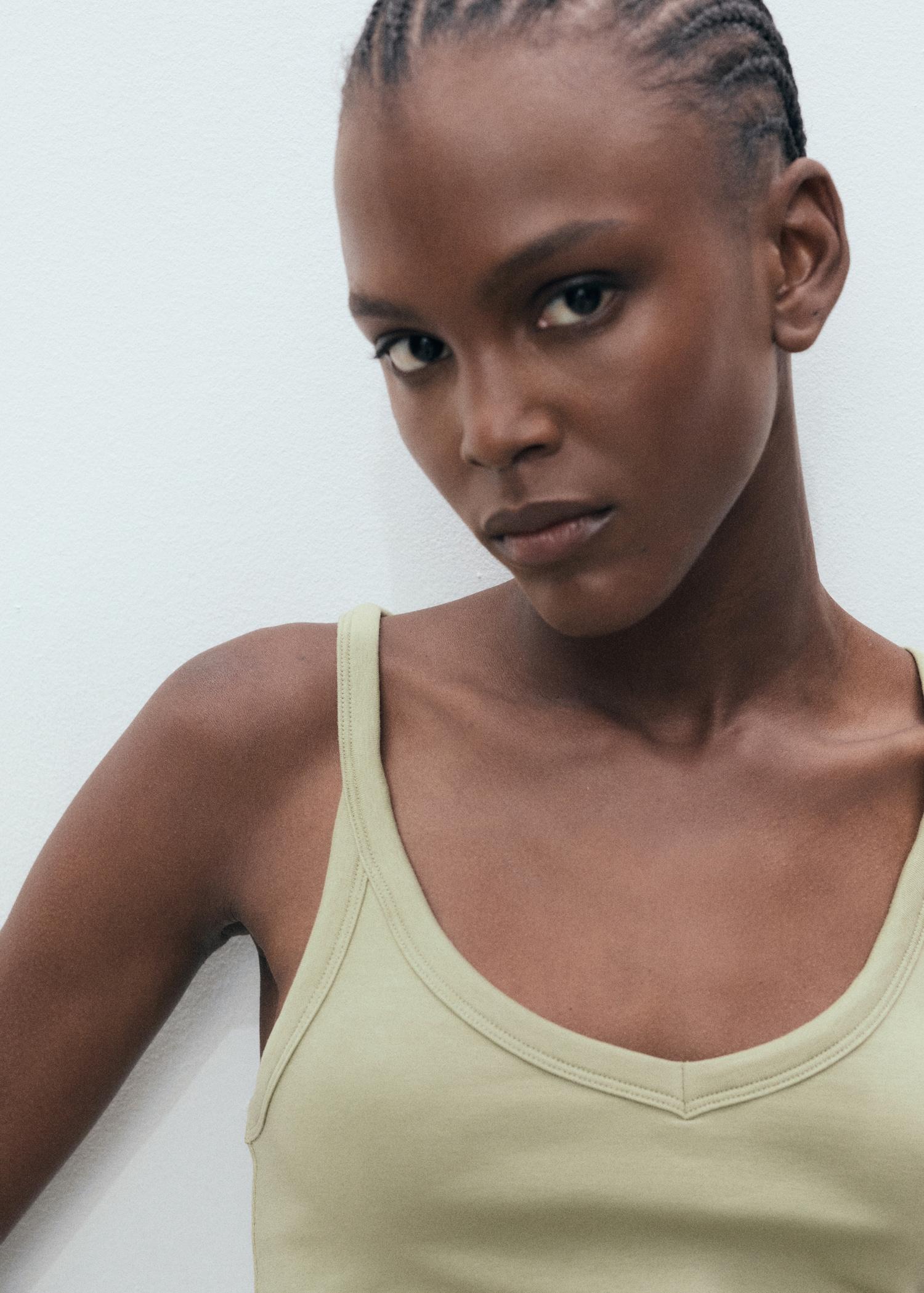 Cotton top with straps - Women | MANGO USA Product Image