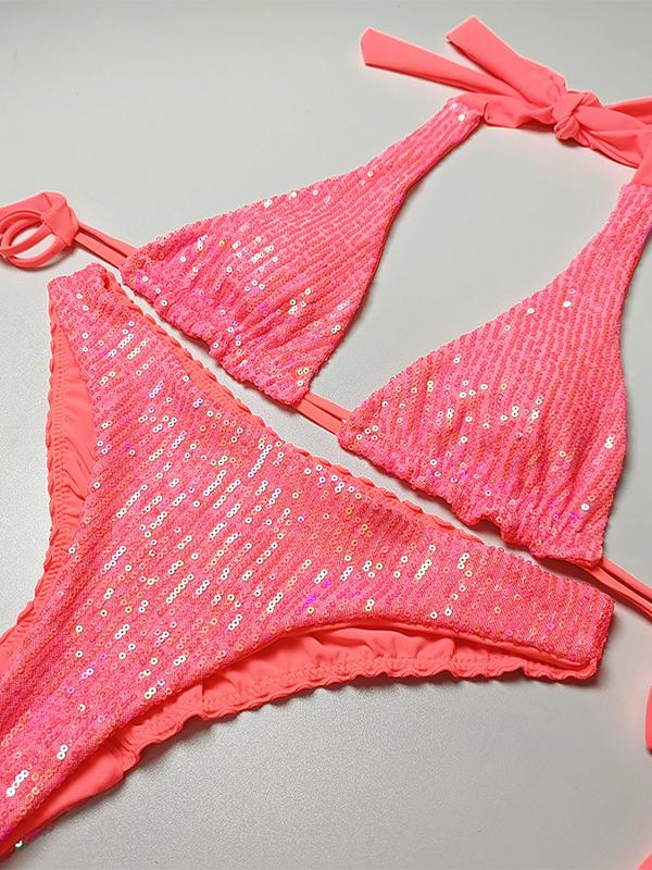 Sequined Backless Skinny Bikinis Product Image