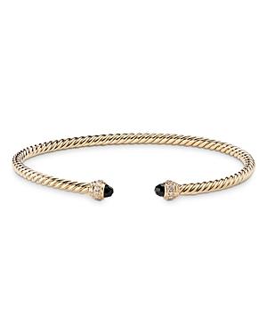 David Yurman 18K Yellow Gold Cable Spira Bracelet with Black Onyx & Diamonds Product Image