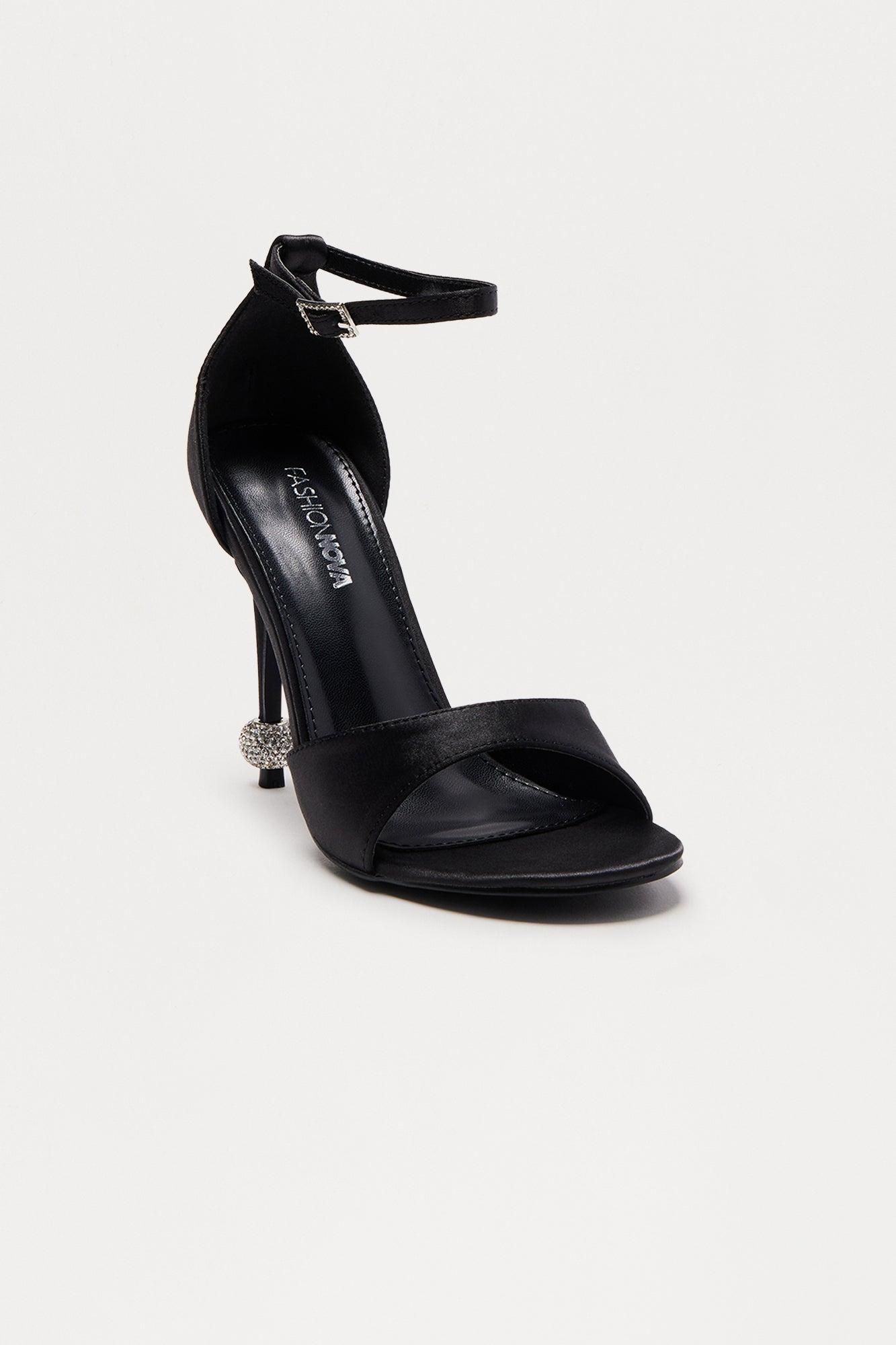 Charlene Satin Ankle Strap Heels - Black Female Product Image