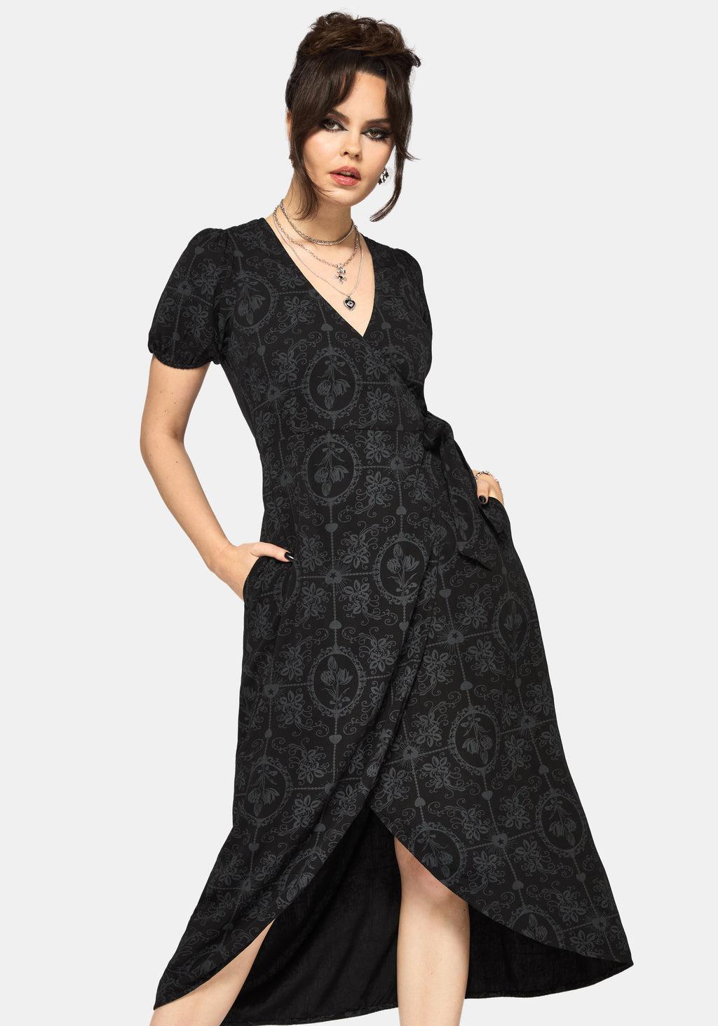 Cameo Floral Printed Tie Belt Midi Shirt Dress Product Image