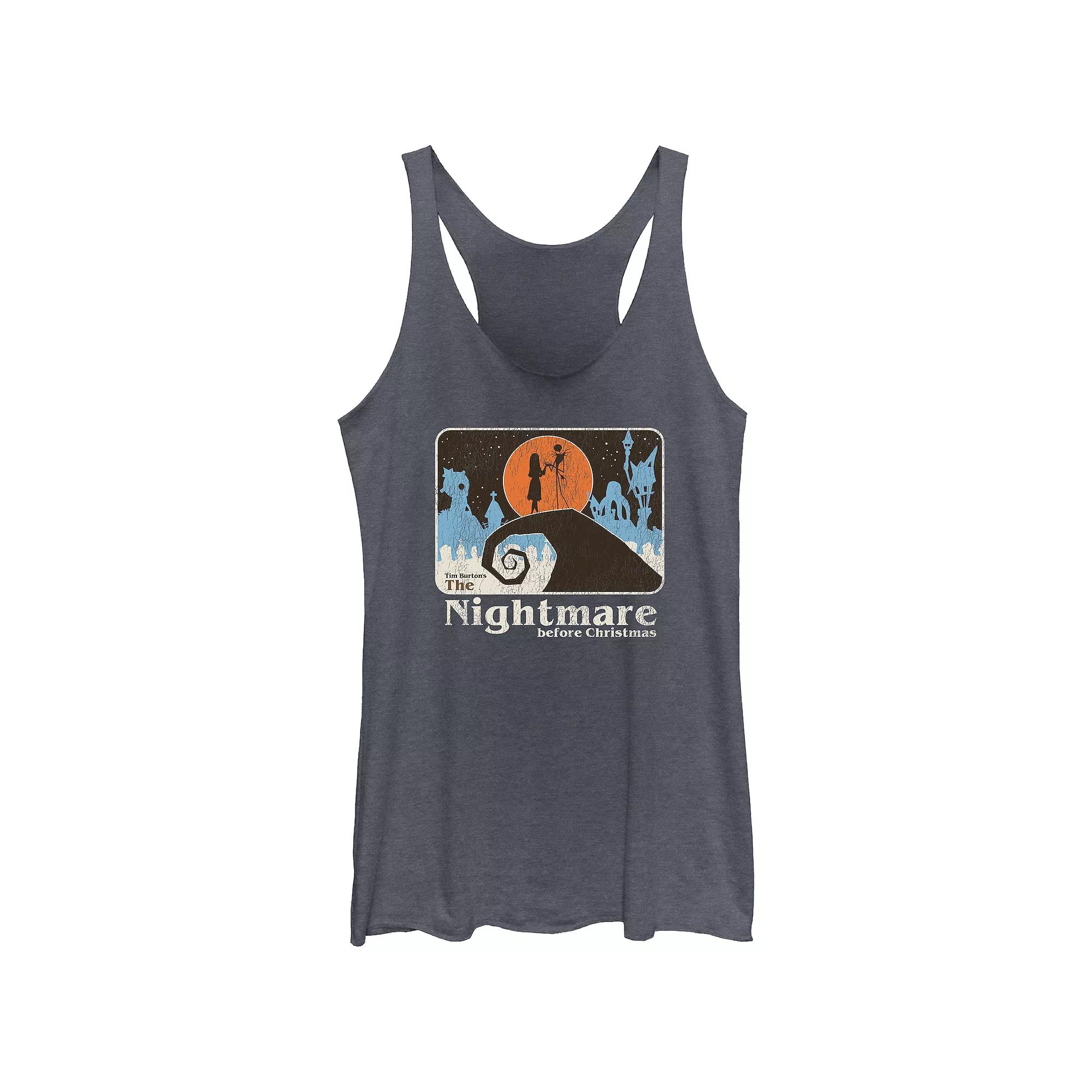 Disney's The Nightmare Before Christmas Jack Skellington And Sally Hill Scene Juniors' Racerback Tank Top, Girl's, Size: XXL, Black Grey Product Image