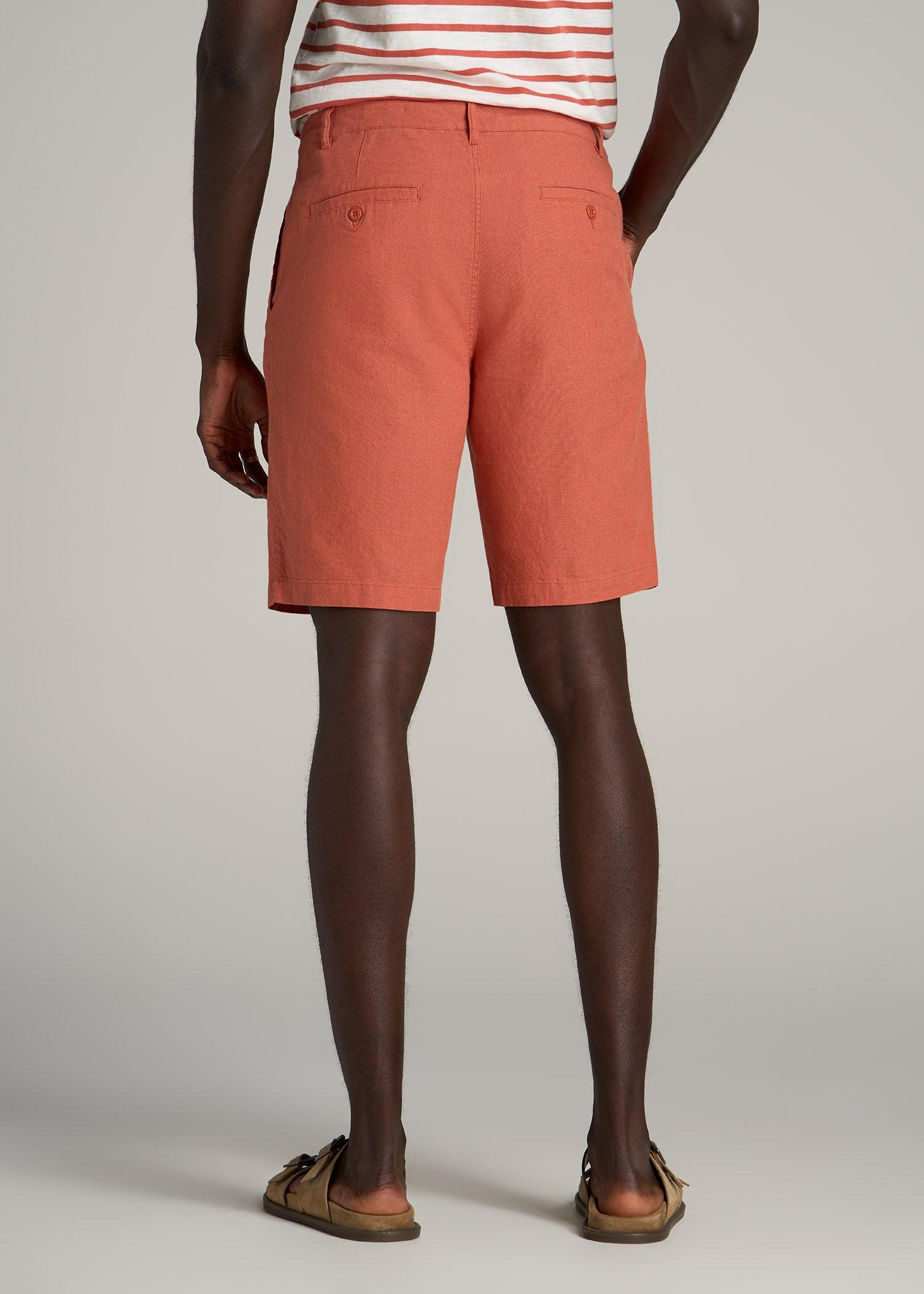 Linen Shorts For Tall Men in Burnt Orange Male Product Image