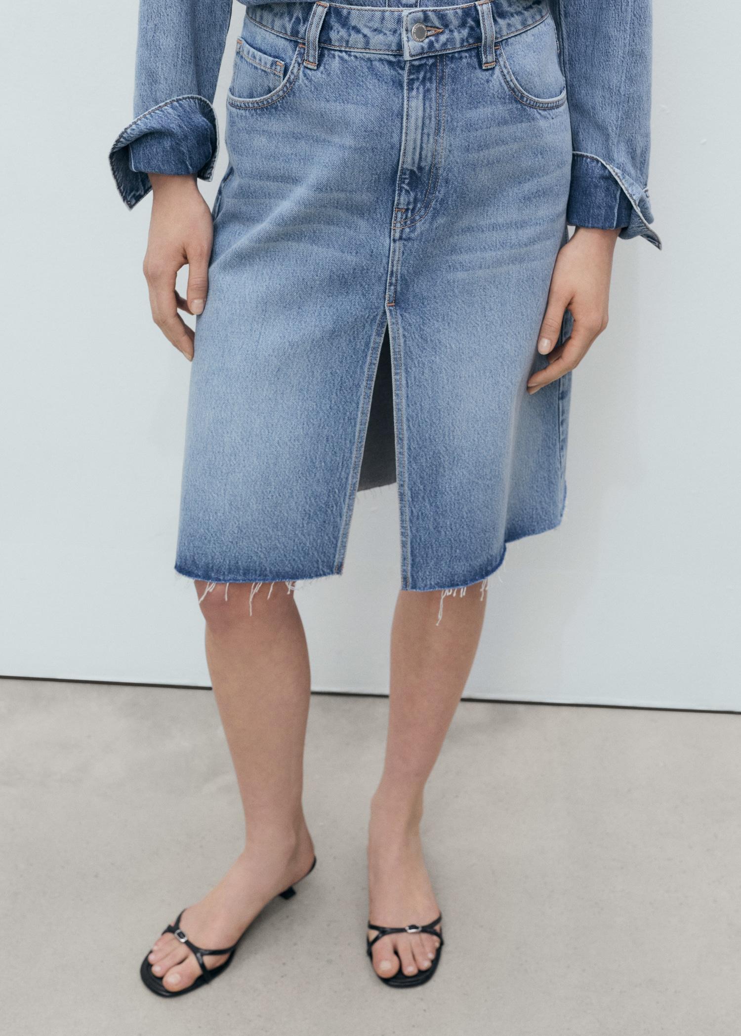 Denim midi-skirt - Women | MANGO USA Product Image